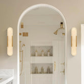 Elegant Alabaster Wall Sconces Set of Two with Brass Finish, 19.7''