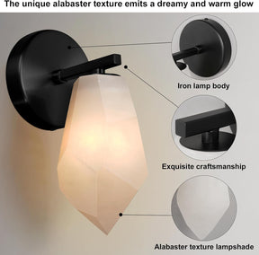 Elegant Black Alabaster Wall Sconce with Dimmable LED Light