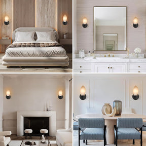 Elegant Black Alabaster Wall Sconce with Dimmable LED Light