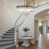 Elegant Black Glass Two-Tier 31.5" 10-Light Modern Chandelier