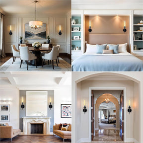 Elegant Black Water Ripple Wall Sconce Set – 2 Pack