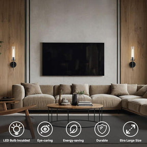 Elegant Black Water Ripple Wall Sconce Set – 2 Pack