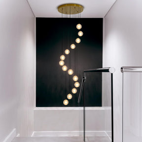 Elegant Gold Crystal 14-Light Adjustable Staircase Chandelier for Modern Homes