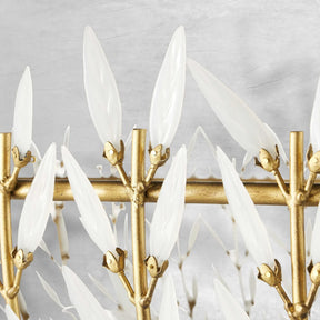 Elegant Morrigan Round Brass-Chained White Glass Chandelier 34 Inch