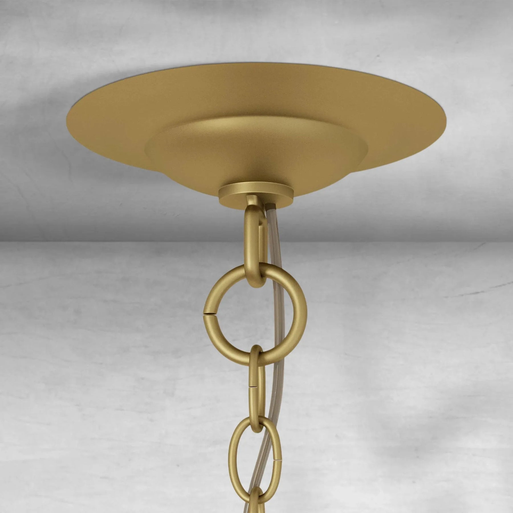 Elegant Morrigan Round Brass-Chained White Glass Chandelier 34 Inch