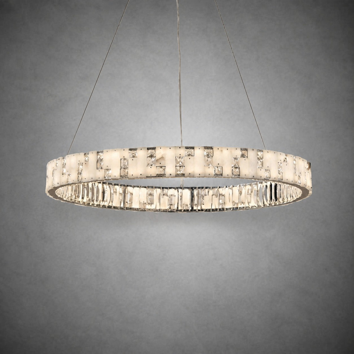 Ellery Crystal&Alabaster Round Ring Chandelier