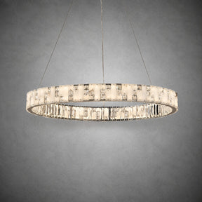 Ellery Crystal&Alabaster Round Ring Chandelier