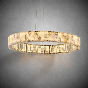 Ellery Crystal&Alabaster Round Ring Chandelier