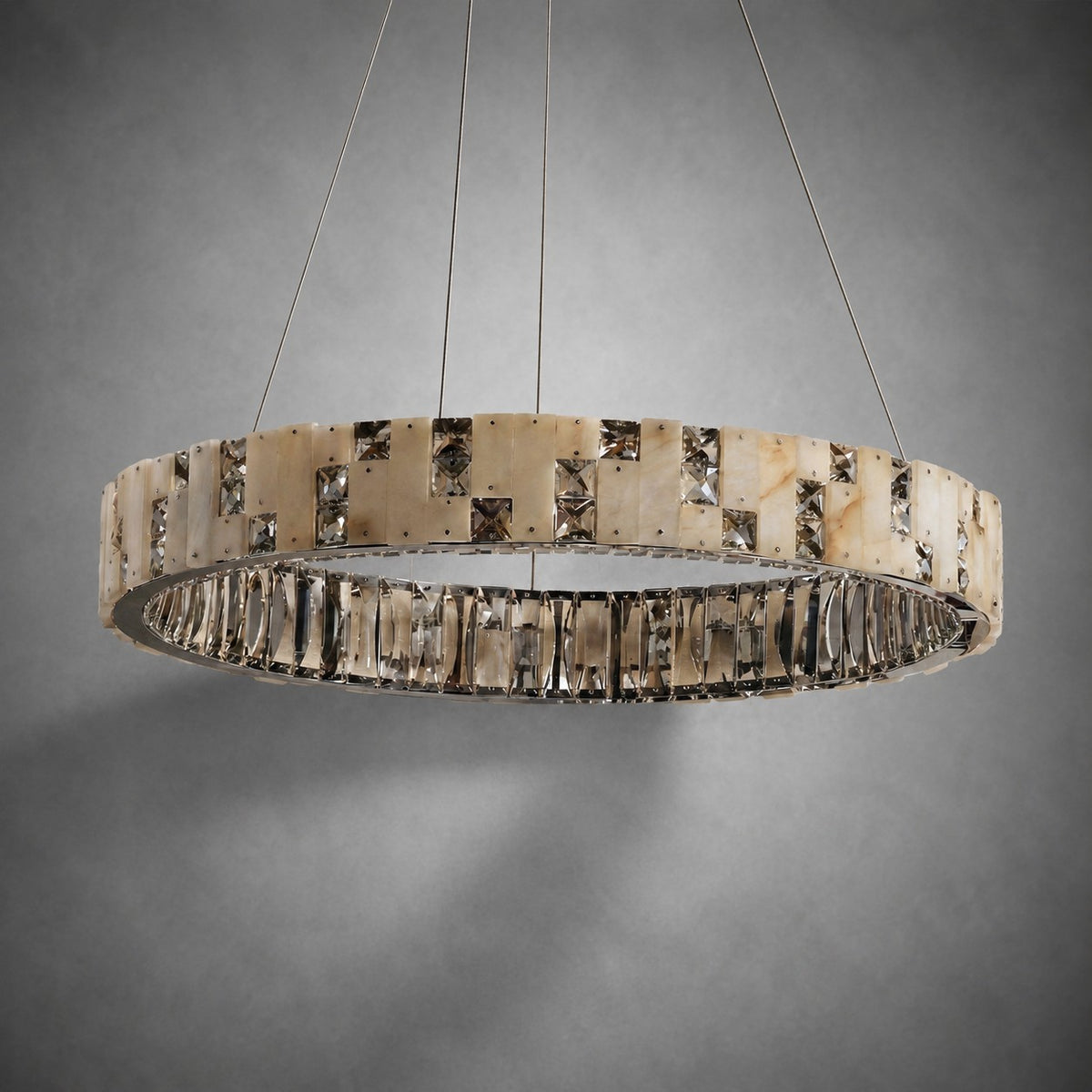 Ellery Crystal&Alabaster Round Ring Chandelier