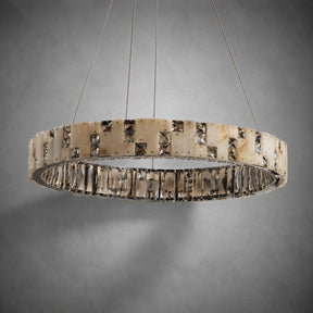Ellery Crystal&Alabaster Round Ring Chandelier