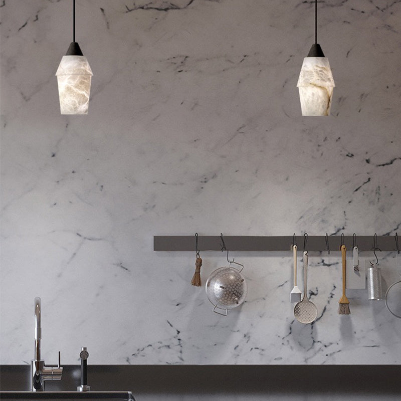Emilia Alabaster Pendant Lighting Over Dining Table