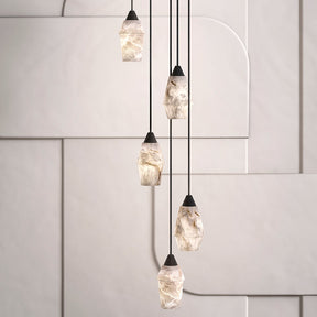 Emilia Alabaster Pendant Lighting Over Dining Table