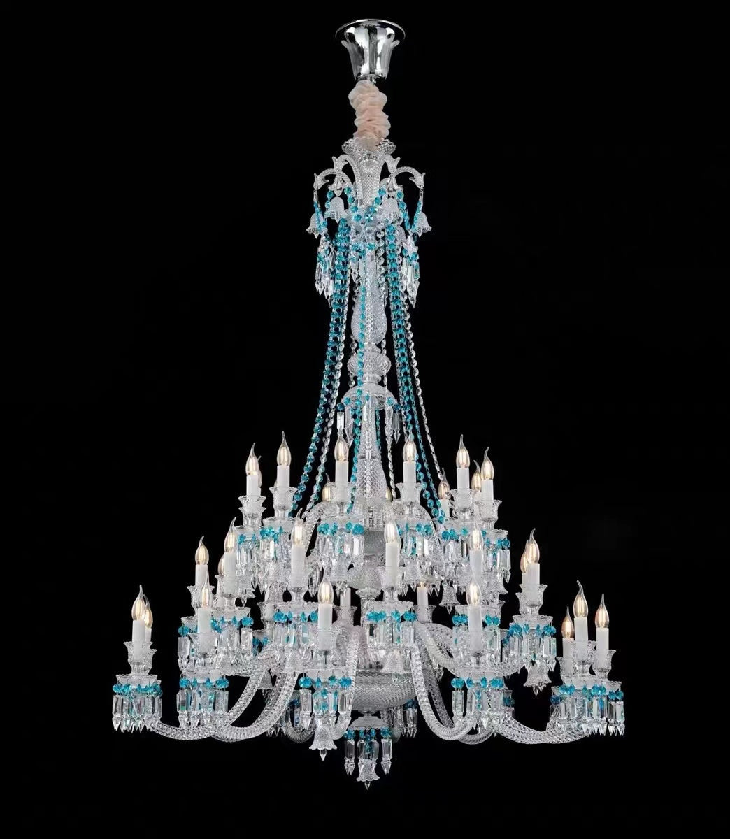 European-style Luxury Colorful Candle Crystal Oversized Chandelier Art Branch Designer Foyer/Staircase Light Fixture