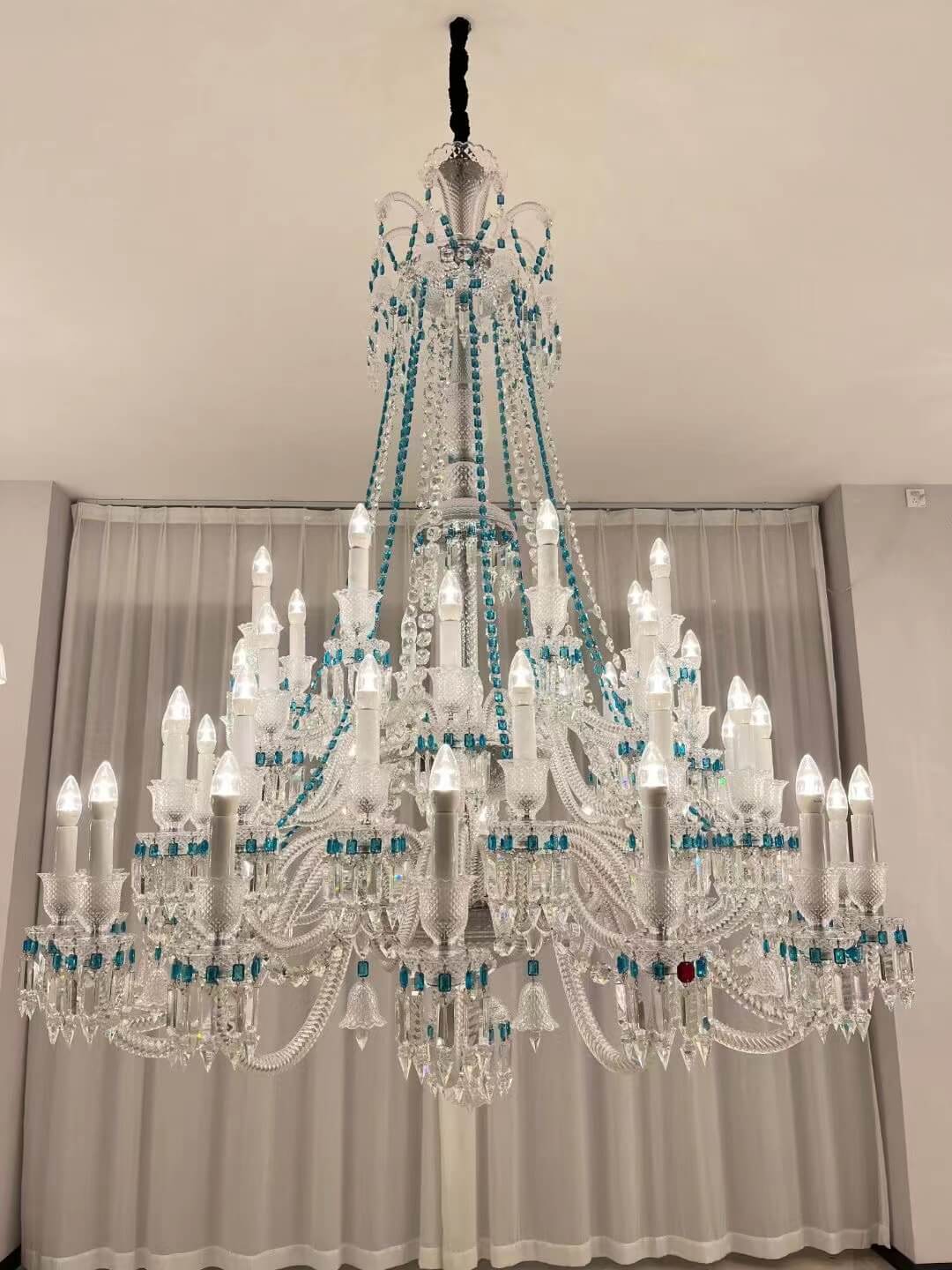 European-style Luxury Colorful Candle Crystal Oversized Chandelier Art Branch Designer Foyer/Staircase Light Fixture