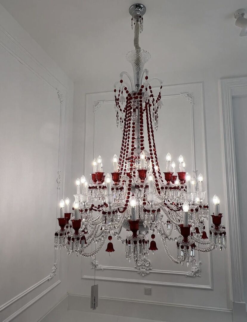 European-style Luxury Colorful Candle Crystal Oversized Chandelier Art Branch Designer Foyer/Staircase Light Fixture