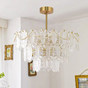 European Vintage Style Luxury Elegant Cream White Chandelier/Ceiling Light Fixture with White Pearl Chains for Living Room Bedroom Restaurant Dining Room