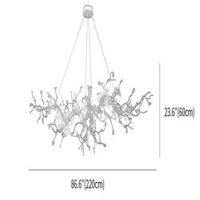 Exquisite Glass Flower Copper Tree Branch Chandelier