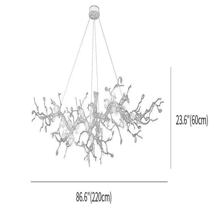 Exquisite Glass Flower Copper Tree Branch Chandelier