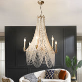 Extra Large European Crystal Beaded Chandelier Candle Light for Stairs / Duplex / Villa