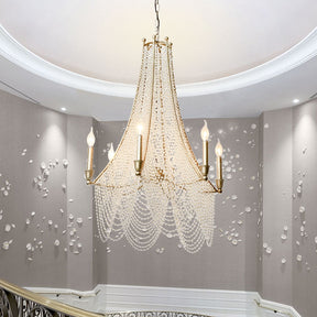 Extra Large European Crystal Beaded Chandelier Candle Light for Stairs / Duplex / Villa