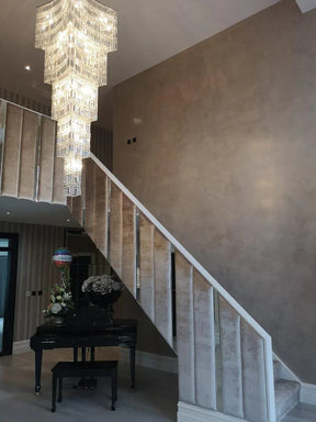 Extra Large Foyer Vertical Layers K9 Crystal Chandelier Chrome Ceiling Lighting Fixture For Staircase Entryway Decor