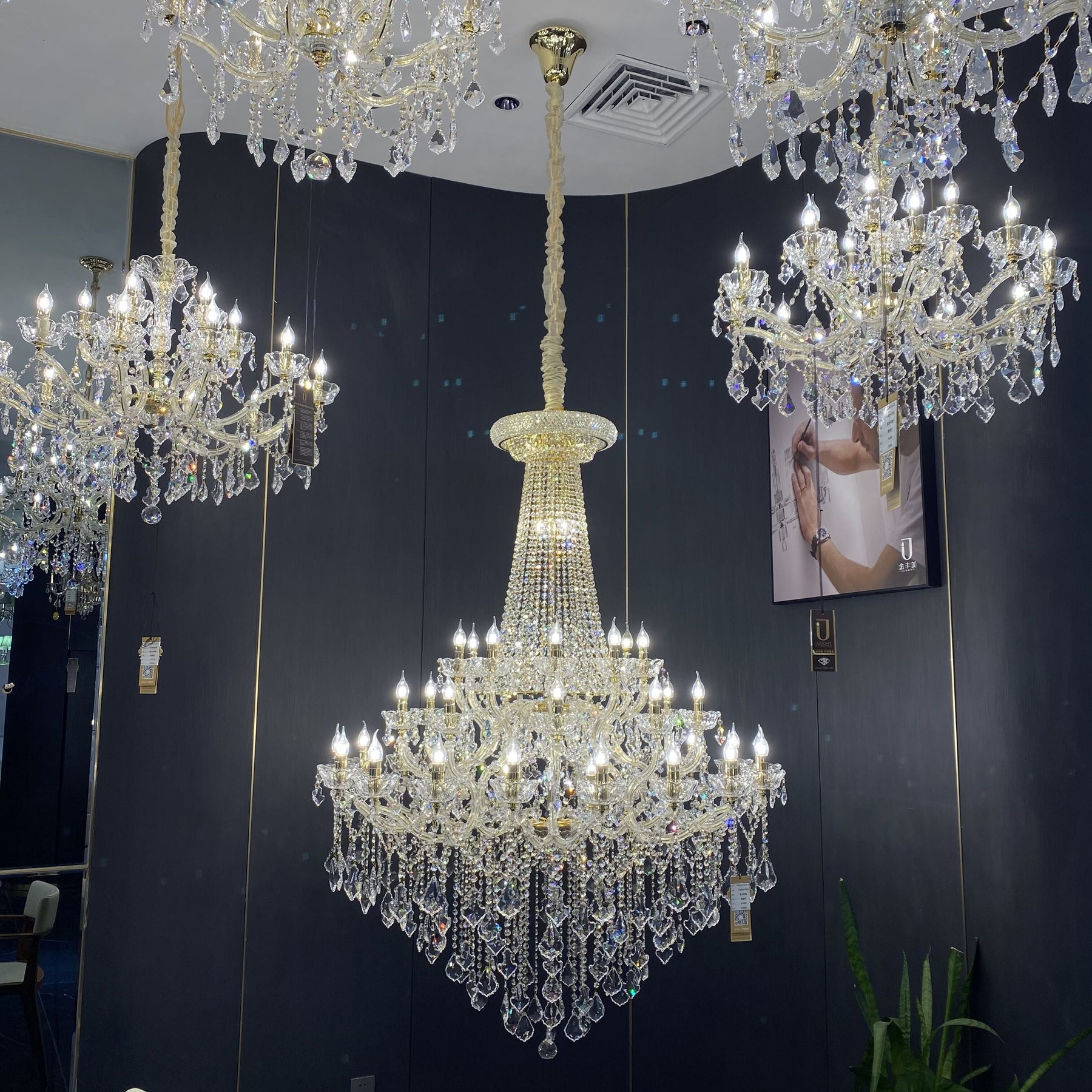 Extra Large French Candle Crystal Chandelier Ceiling Art Branch Foyer/Staircase Light Fixture