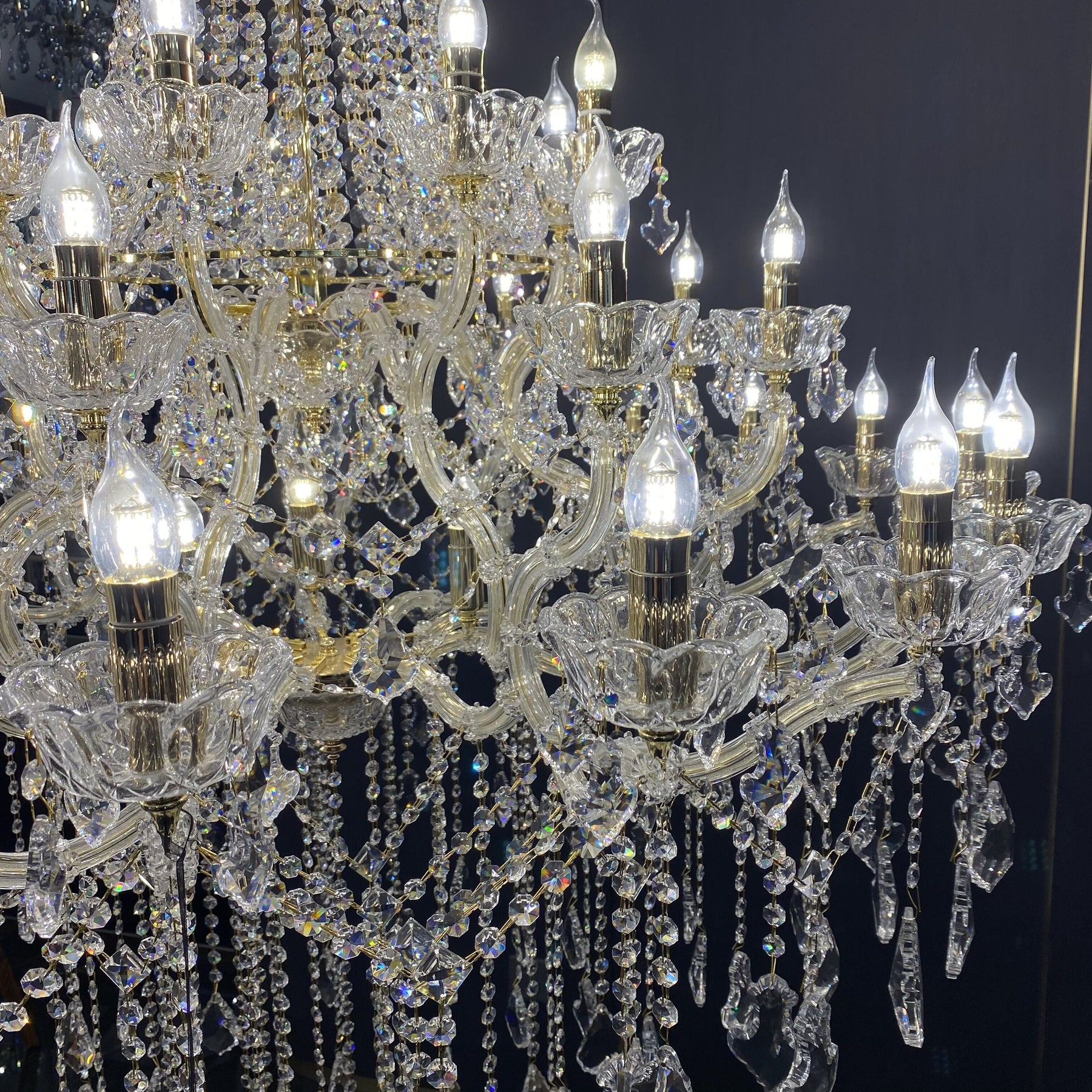 Extra Large French Candle Crystal Chandelier Ceiling Art Branch Foyer/Staircase Light Fixture