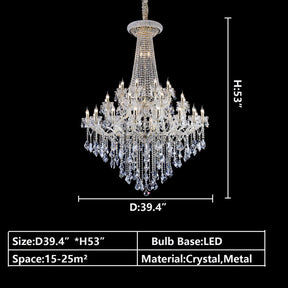 D39.4"*H53" crystal lighting-extra large/oversized/huge foyer candle branch crystal chandelier staircase ,hallway,coffee shop/restaurant chandelier clear crystal