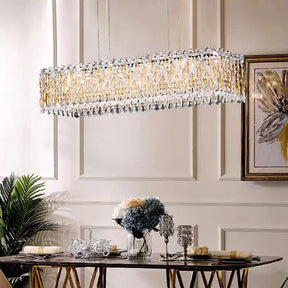 Extra Large Luxury Rectangle Crystal Pendant Chandelier for Living/Dining Room/Kitchen Island