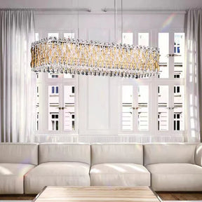 Extra Large Luxury Rectangle Crystal Pendant Chandelier for Living/Dining Room/Kitchen Island