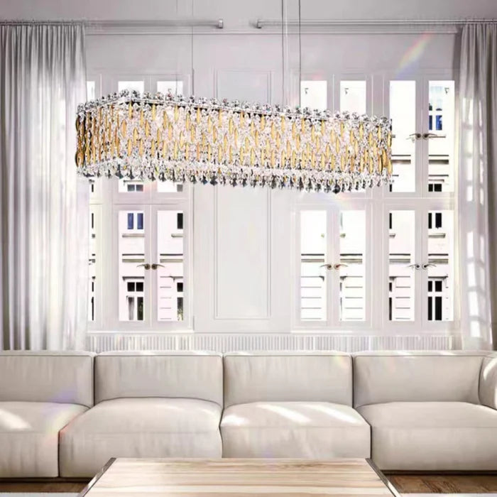 Extra Large Luxury Rectangle Crystal Pendant Chandelier for Living/Dining Room/Kitchen Island