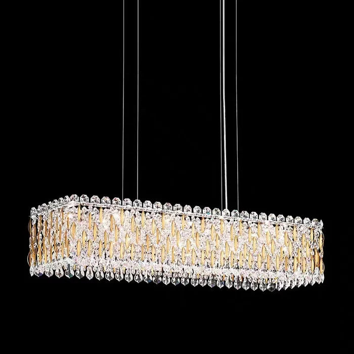 Extra Large Luxury Rectangle Crystal Pendant Chandelier for Living/Dining Room/Kitchen Island