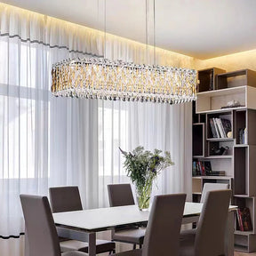 Extra Large Luxury Rectangle Crystal Pendant Chandelier for Living/Dining Room/Kitchen Island
