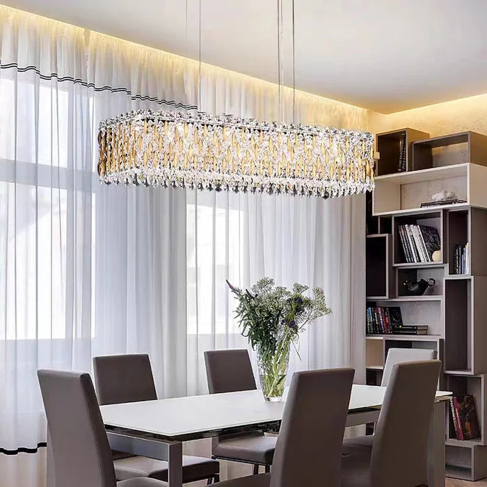 Extra Large Luxury Rectangle Crystal Pendant Chandelier for Living/Dining Room/Kitchen Island
