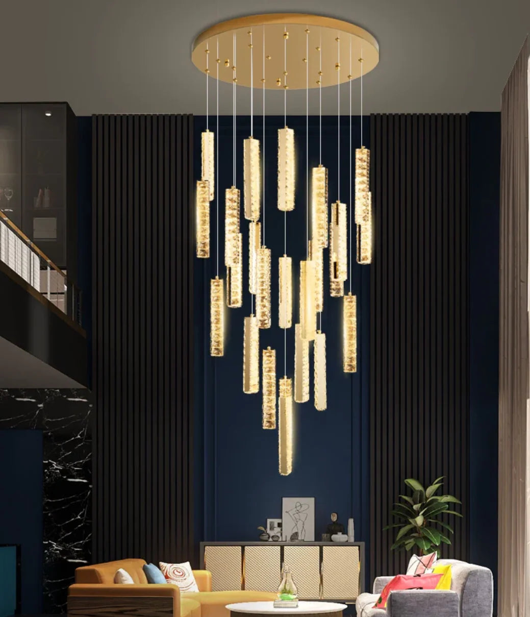 Extra Large Modern Spiral Crystal Ceiling Light Decoration for Staircase/ High Ceiling Living Room/ Hotel Lobby/ Hallway