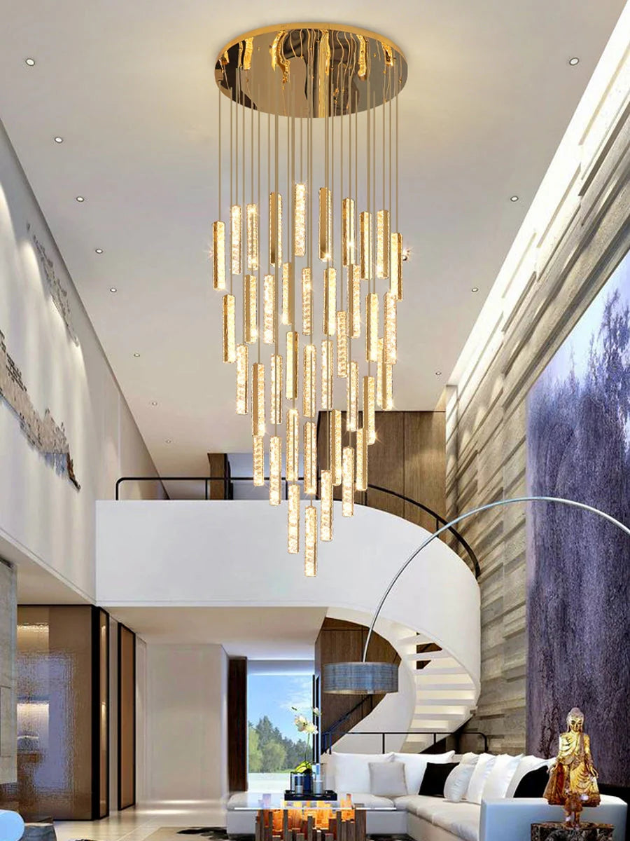 Extra Large Modern Spiral Crystal Ceiling Light Decoration for Staircase/ High Ceiling Living Room/ Hotel Lobby/ Hallway