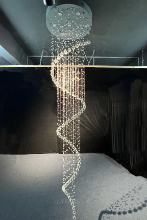 Extra Large Modern Spiral Raindrop Crystal Chandelier For Entryway