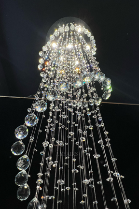 Extra Large Modern Spiral Raindrop Crystal Chandelier For Entryway