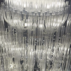 Extra Large Modern Tiers Clear Glass Tubes Chandelier for Living Room/Hotel Lobby