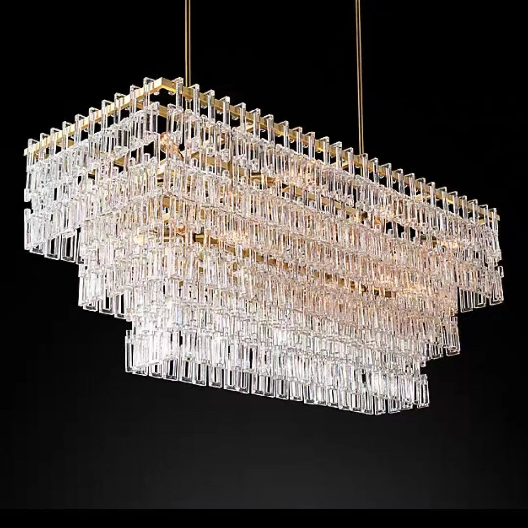 Extra Large Multi-layer Round/ Rectangle Crystal Ceiling Chandelier for Living/ Dining Room