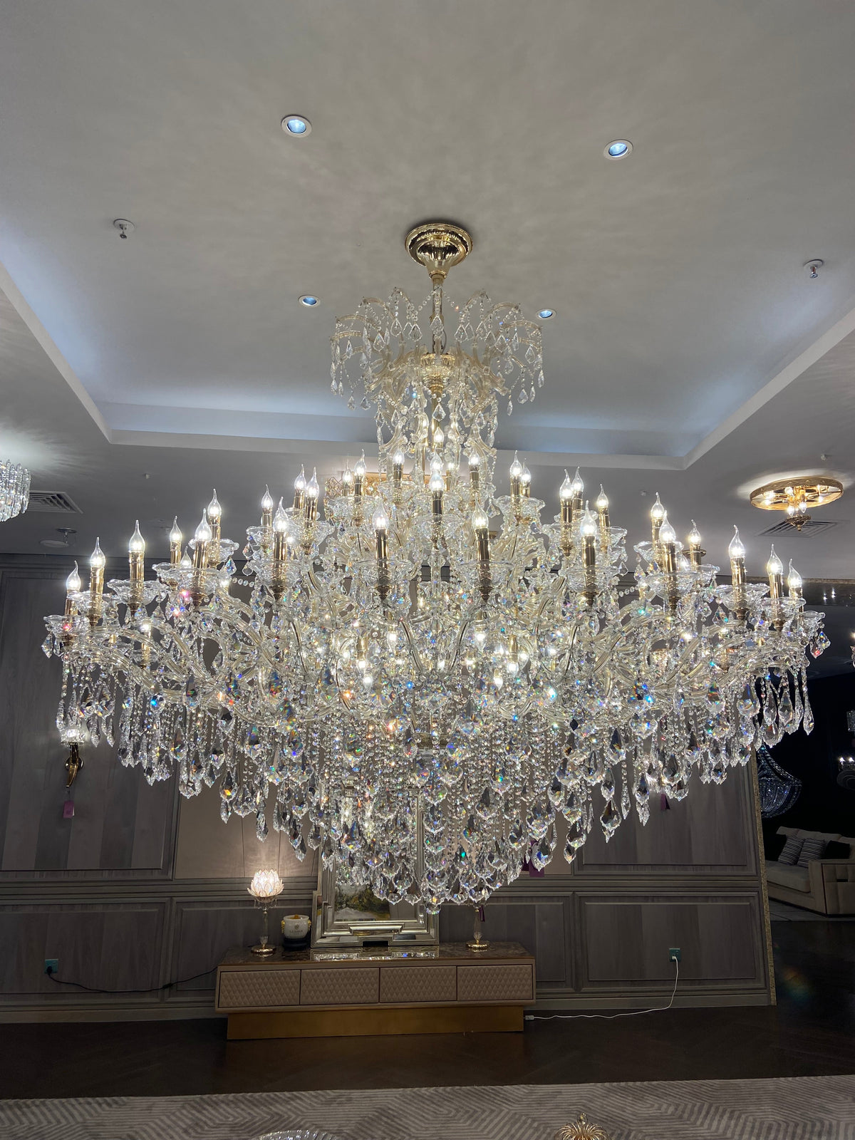 Extra Large Multi-layers Luxury Candle Branch Crystal Chandelier for Living Room/Foyer/Stairs