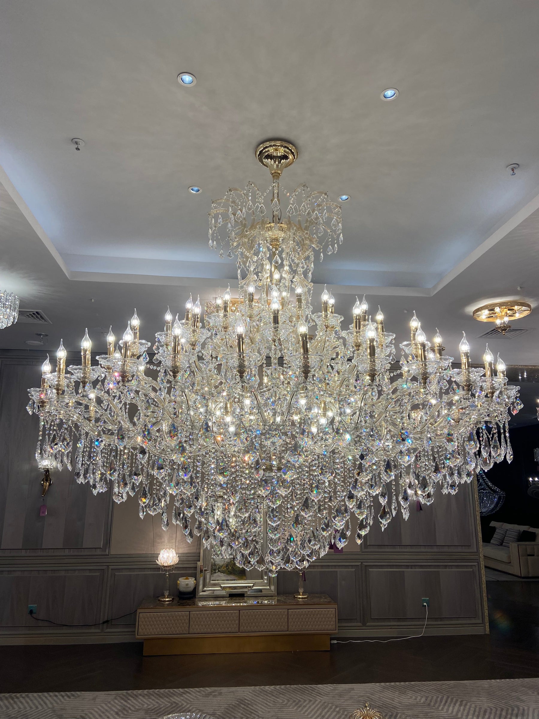 Extra Large Multi-layers Luxury Candle Branch Crystal Chandelier for Living Room/Foyer/Stairs