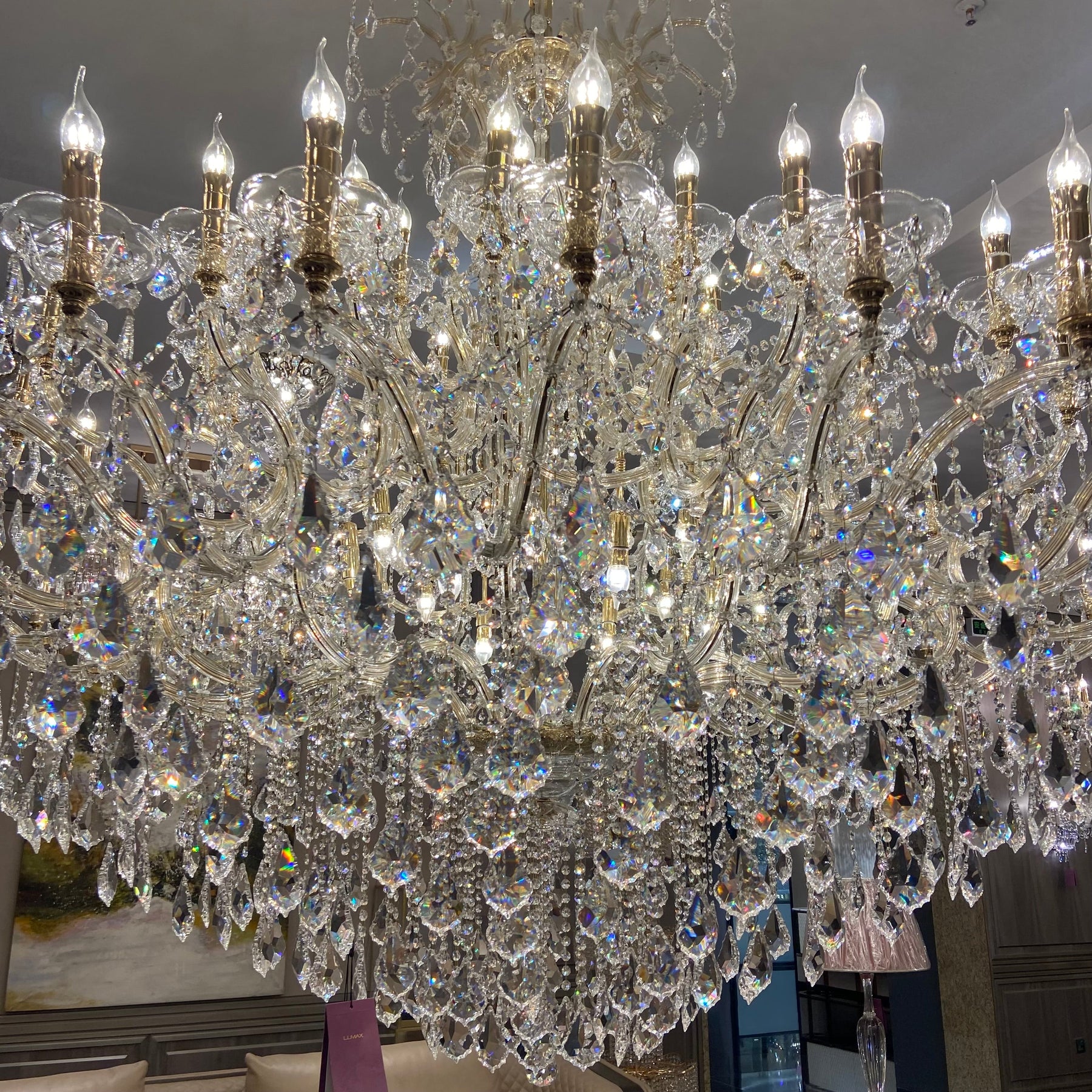 Extra Large Multi-layers Luxury Candle Branch Crystal Chandelier for Living Room/Foyer/Stairs