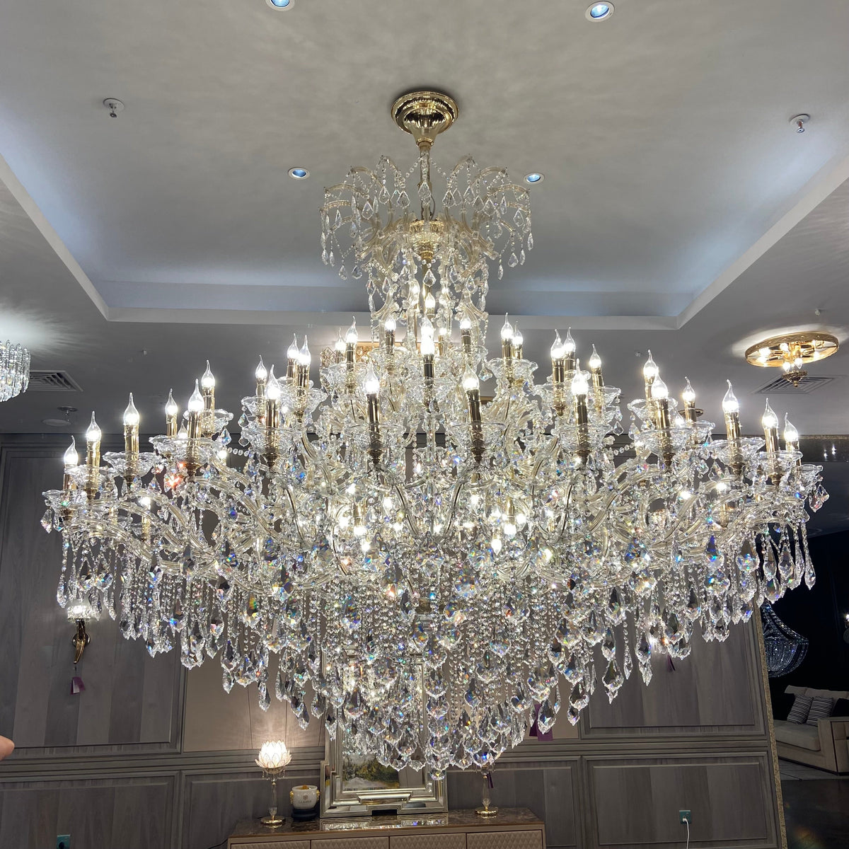 Extra Large Multi-layers Luxury Candle Branch Crystal Chandelier for Living Room/Foyer/Stairs
