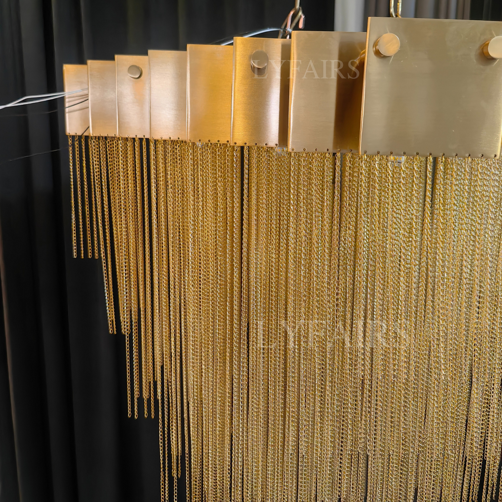 Extra Large Multi-tier Aluminum Tassel Chain Art Chandelier for Villa/Stairs/Foyer/Living Room