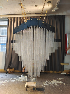 Extra Large Multi-tier Aluminum Tassel Chain Art Chandelier for Villa/Stairs/Foyer/Living Room