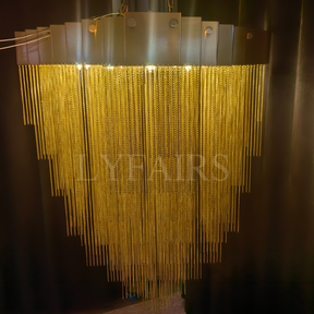 Extra Large Multi-tier Aluminum Tassel Chain Art Chandelier for Villa/Stairs/Foyer/Living Room