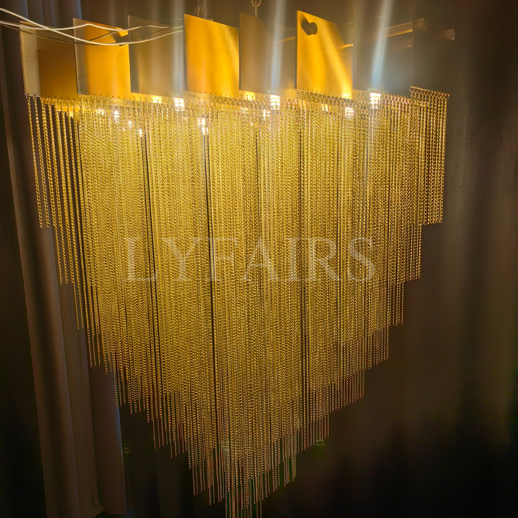 Extra Large Multi-tier Aluminum Tassel Chain Art Chandelier for Villa/Stairs/Foyer/Living Room