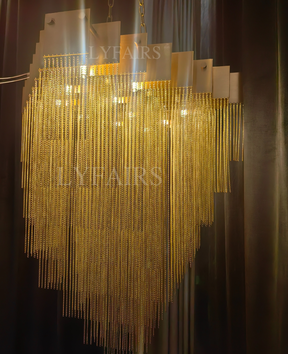 Extra Large Multi-tier Aluminum Tassel Chain Art Chandelier for Villa/Stairs/Foyer/Living Room