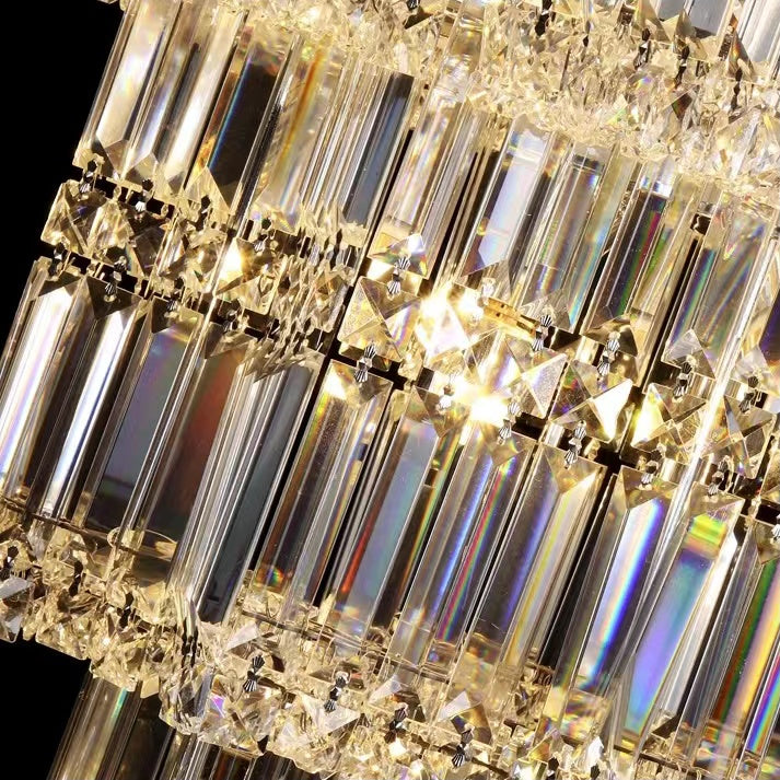 Extra Large Plaza Hall  Multi-Tier Crystal Chandelier Foyer Living Room Staircase Ceiling Lighting Fixture  In Chrome/ Silver Finish